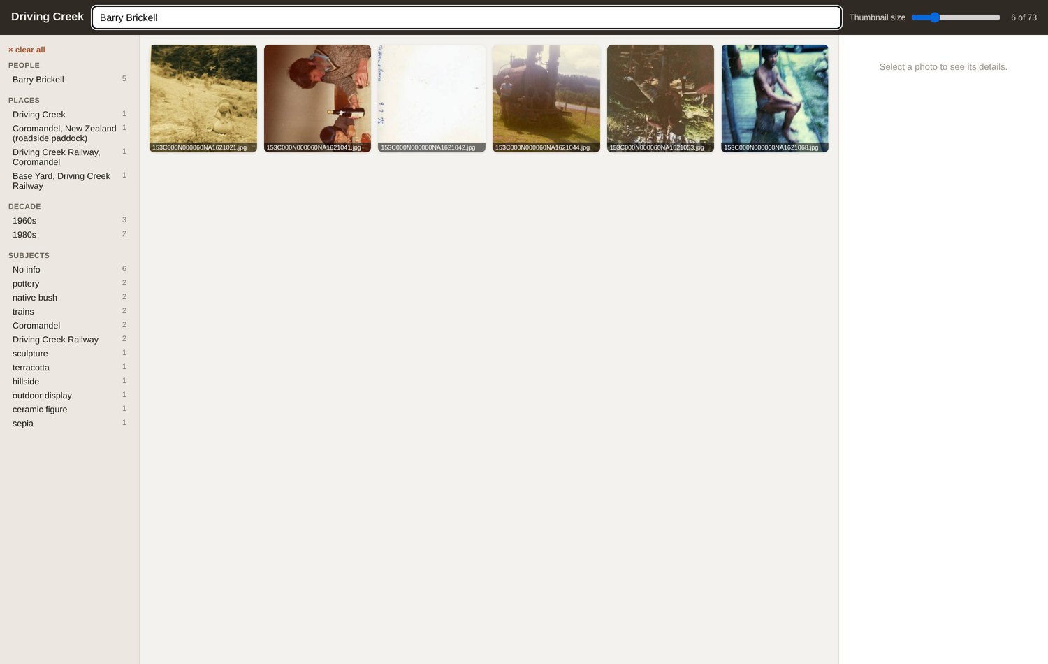 Search results filtered to a single person, with the People facet updating.